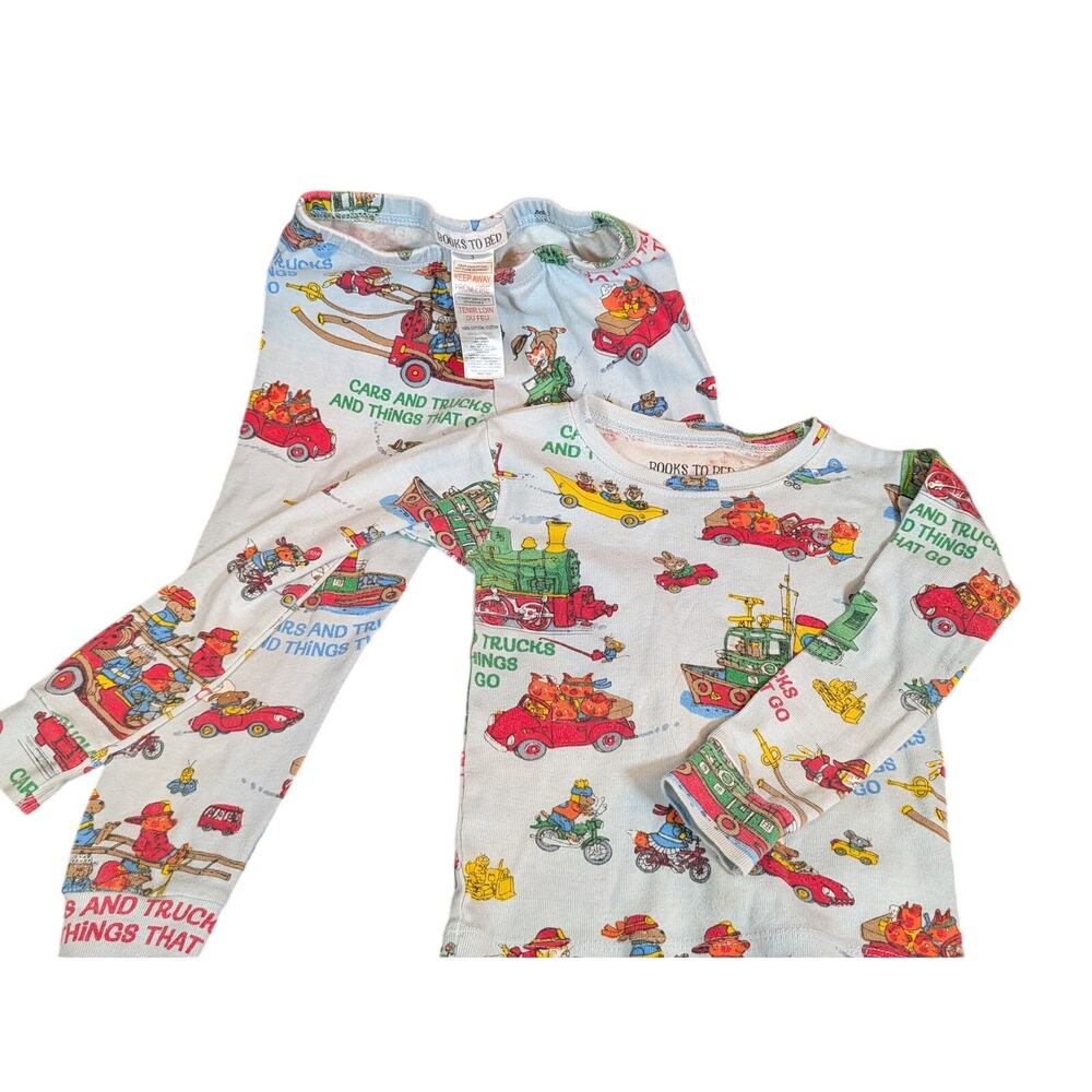 Books to Bed Cars and Trucks Pajama Set Size 3t Organic Cotton Matching PJs Kids